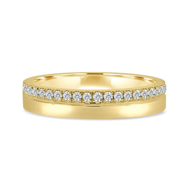 Cigar pave edge band ring side view