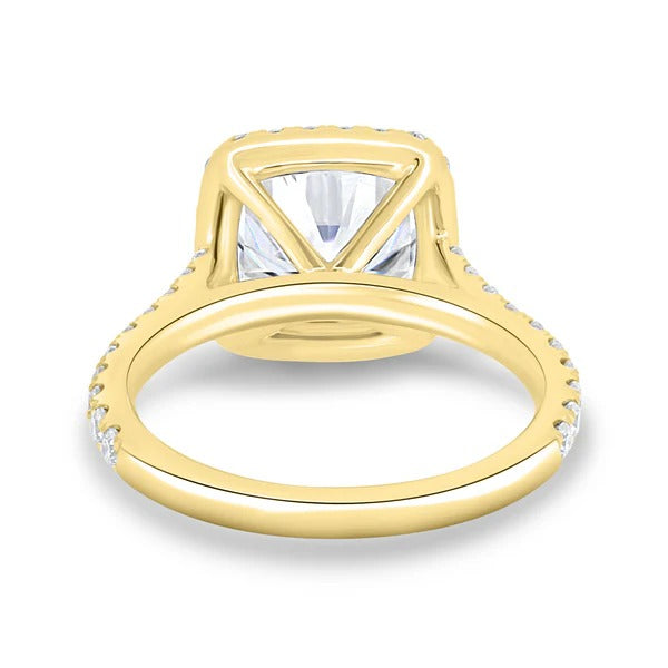 Cushion halo pave ring side view