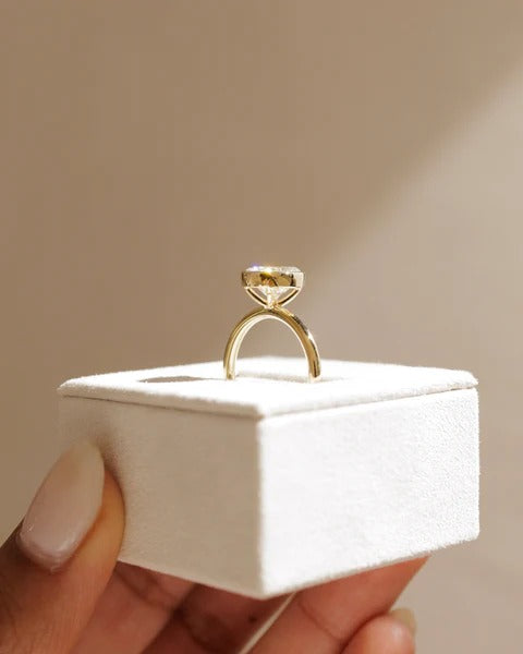Bezel oval solitaire ring side view