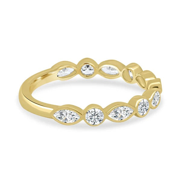 Round and marquise accent diamond wedding ring