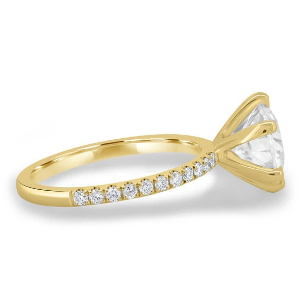 Six claw pavé ring side view