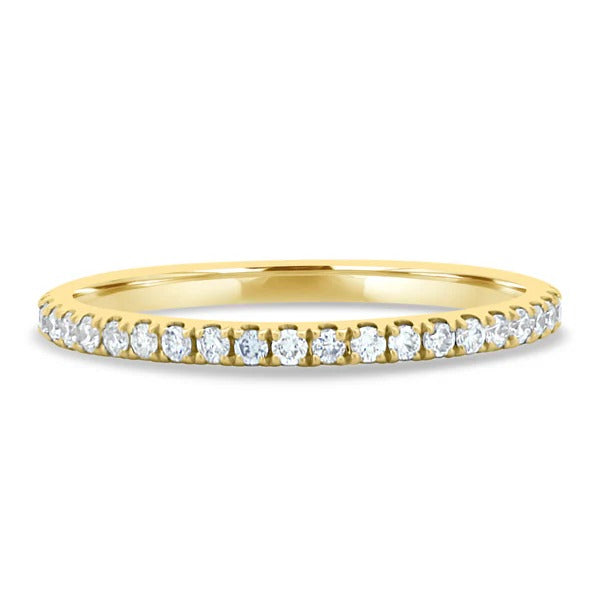 Half pave wedding band side view