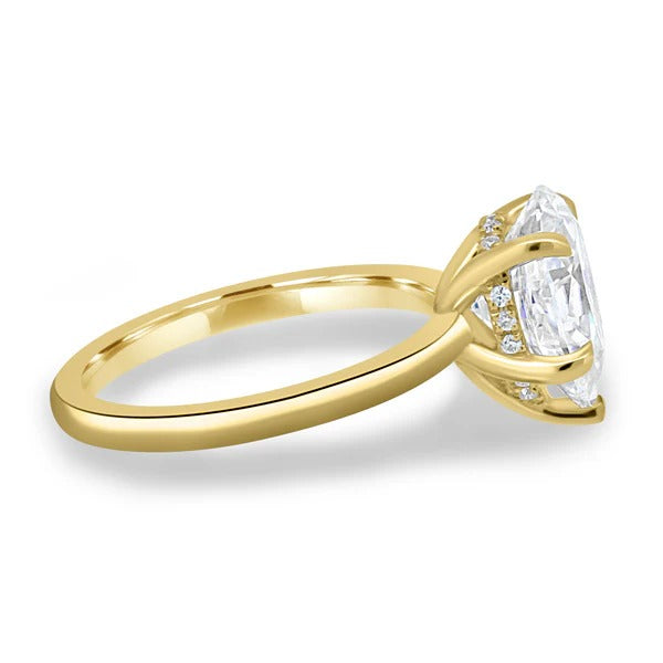 Pear hidden halo ring side view