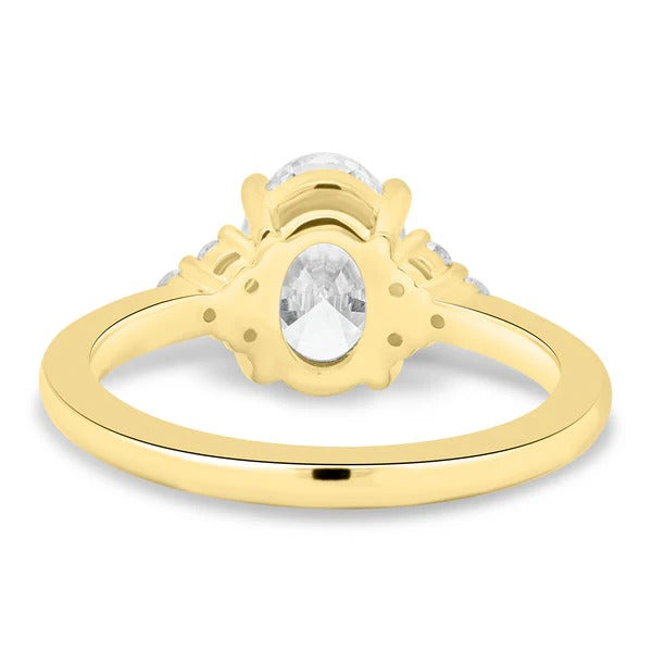 Oval accent stones ring side view