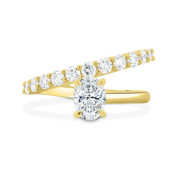 Oval solitaire wrap ring side view