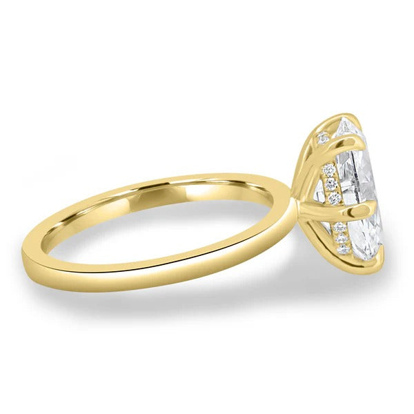 Oval solitaire engagement ring side profile