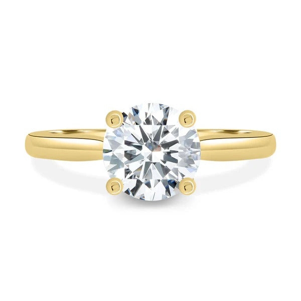 Cathedral round solitaire ring side view