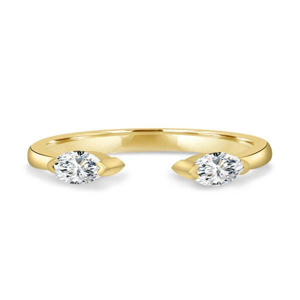 Marquise open band ring side view