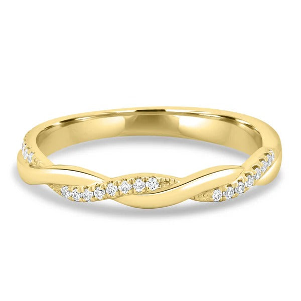 Twisted pave band ring side view
