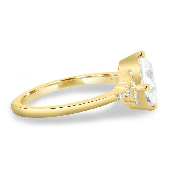 Princess solitaire accent stones ring side view