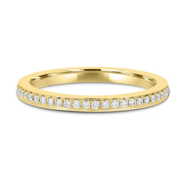 Micropave wedding band side view