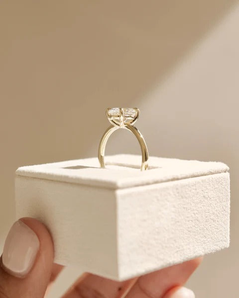 Oval solitaire ring side view