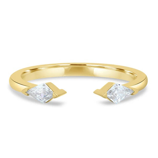 Kite cut stone wedding band side view