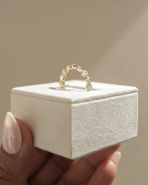 Bezel mixed diamond wedding band side view
