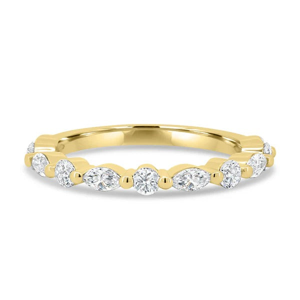 Marquise and round wedding band side view