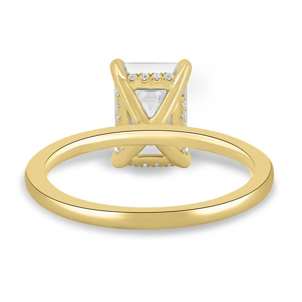 Emerald solitaire ring side view