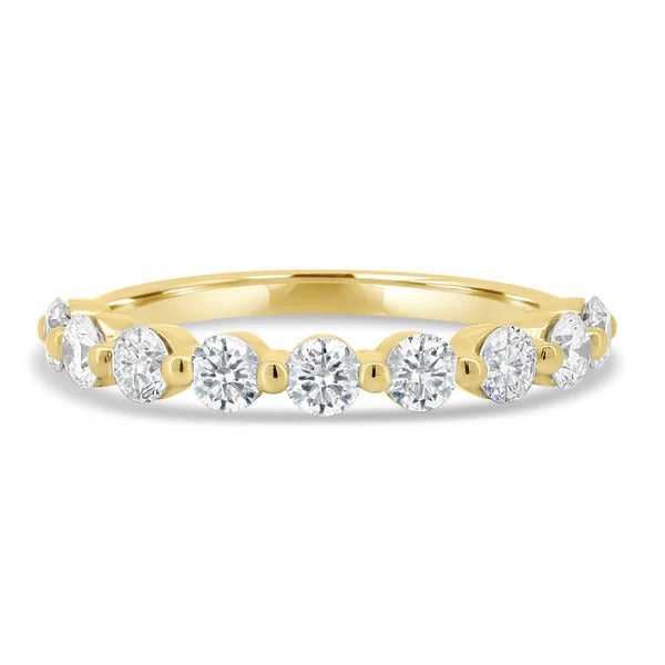 Shared prong wedding band side view