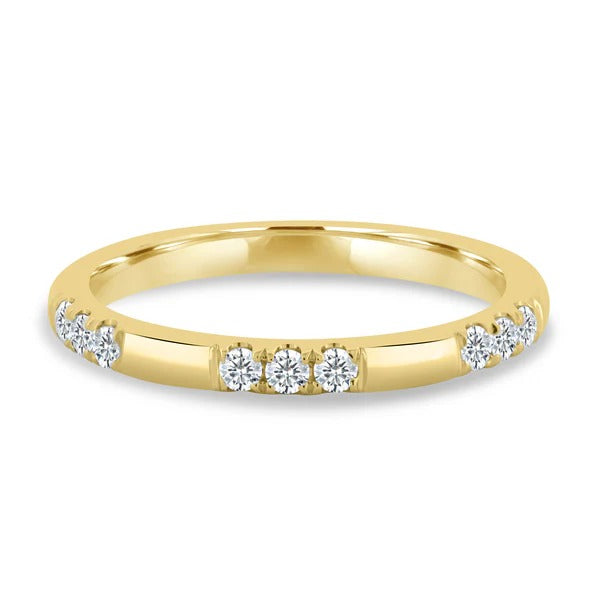 Clustered pave wedding band side view