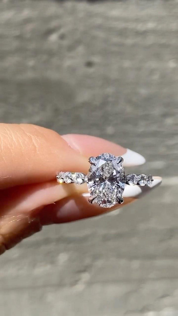 Handmade Oval Moissanite Engagement Jewelry
