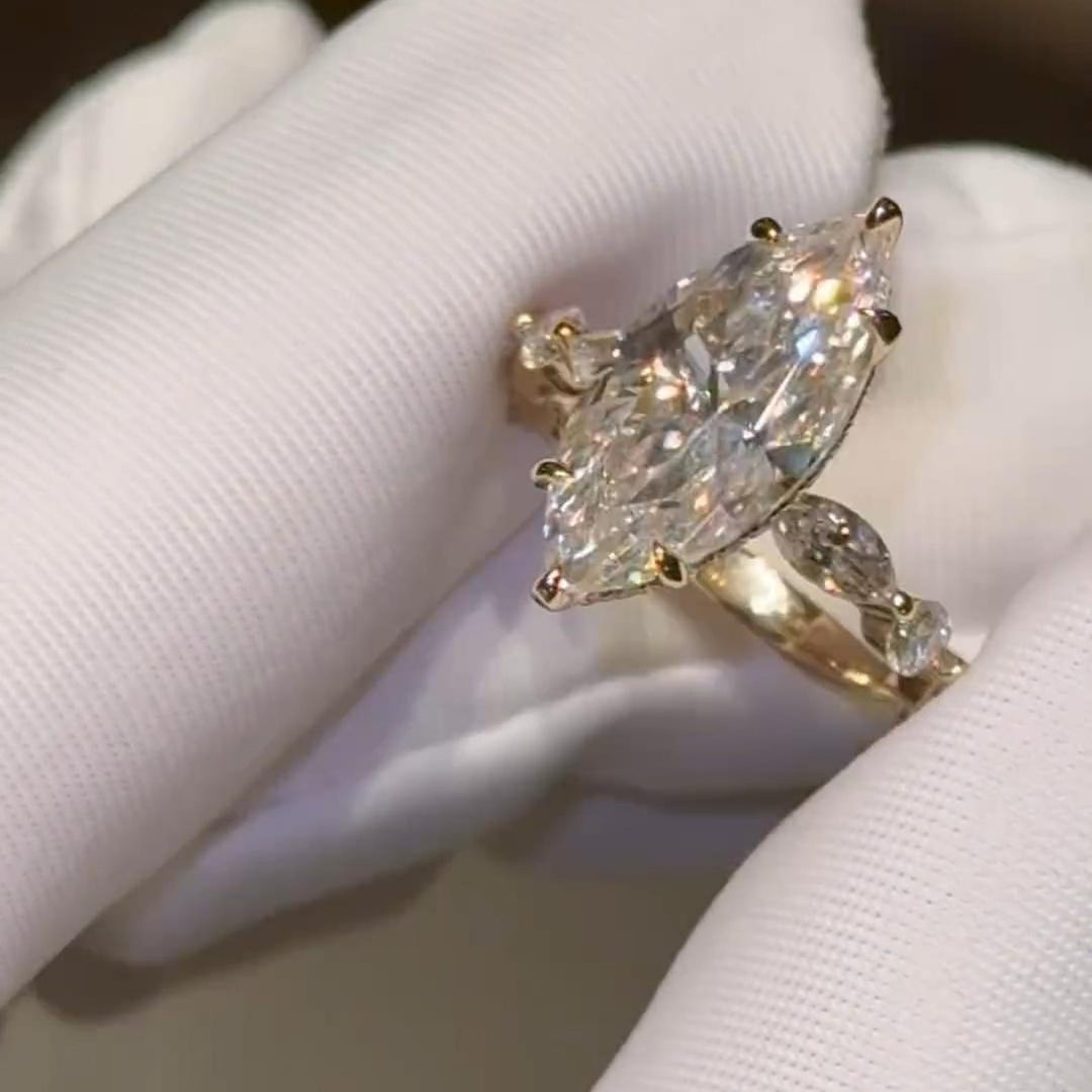 4 CT Marquise Cut Moissanite Engagement Ring