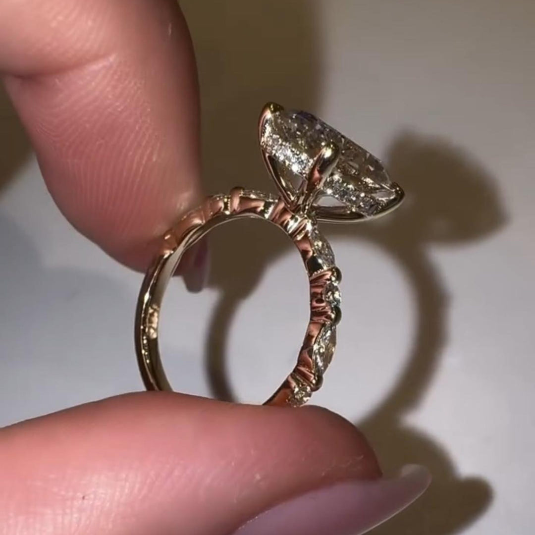 Timeless Moissanite and Marquise Diamond Ring