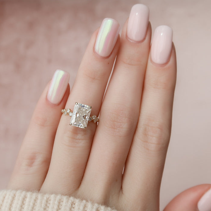 Radiant Cut Moissanite Scattered Cluster Accent Engagement Ring 2 CT to 5 CT - view 2