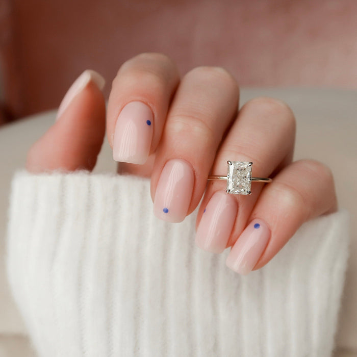 Radiant Cut Moissanite Hidden Halo Thin Band Solitaire Engagement Ring 2 CT to 5 CT - view 2