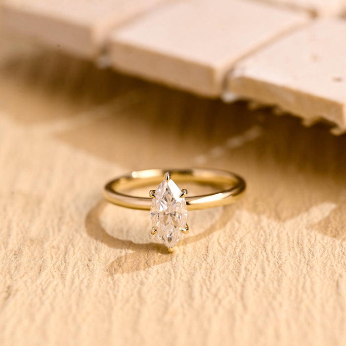 Marquise Cut Moissanite Solitaire Engagement Ring 2 CT to 5 CT - front view 1