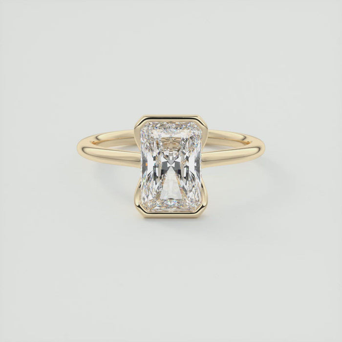Radiant Cut Moissanite Bezel Engagement Ring 2 CT to 5 CT - front view 1