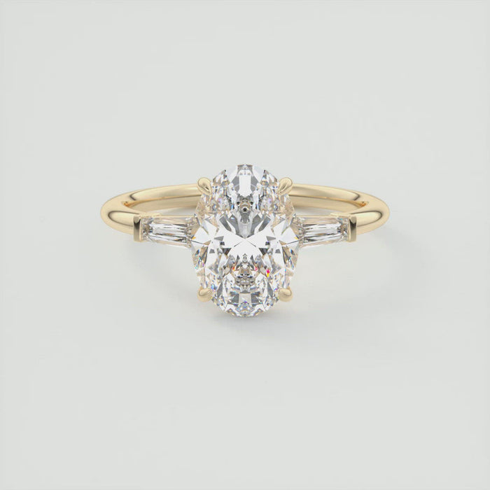 Oval Cut Moissanite Three Stone Engagement Ring 2 CT to 5 CT - front view 1
