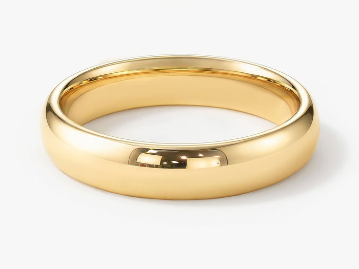 4mm classic dome wedding band in polished yellow gold