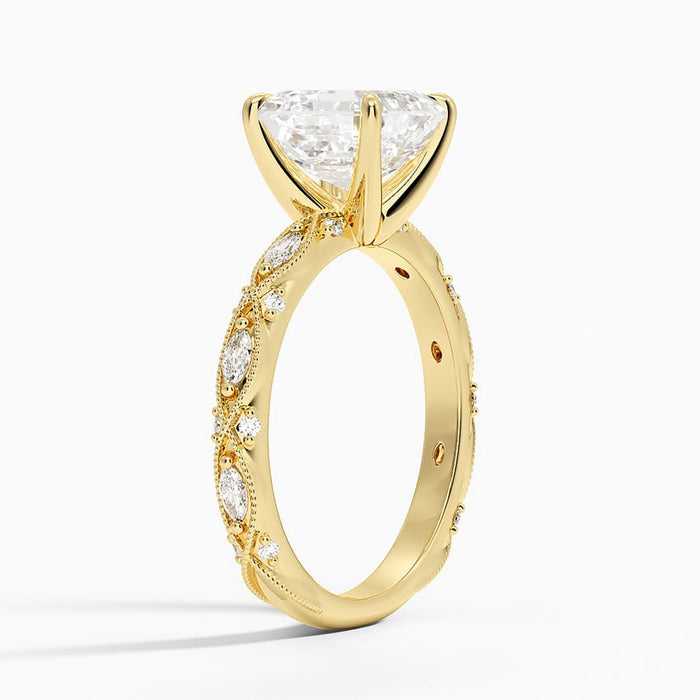 Side view showing marquise panels alternating with bezel set rounds