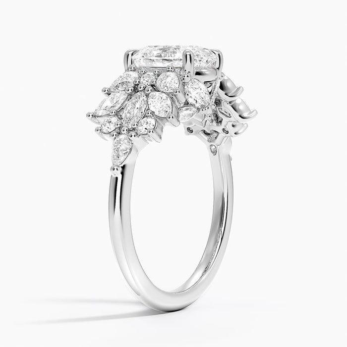 Side view showing the fanned cluster of mixed shape accents