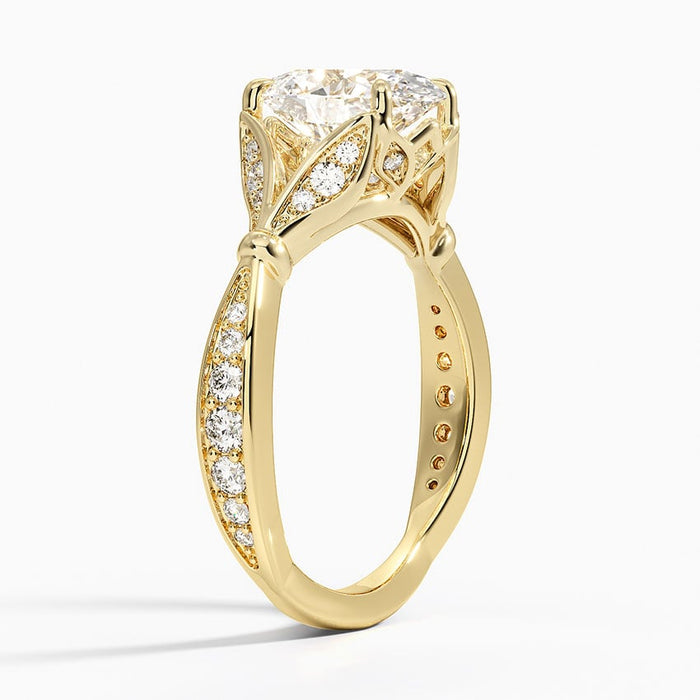 Side view showing the pierced scrollwork