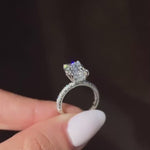 Load and play video in Gallery viewer, 14K White Gold Hidden Halo Bridal Ring
