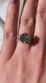 Load and play video in Gallery viewer, Round Cut Moissanite Engagement Ring Vintage Art Deco Bridal Solitaire in Gold