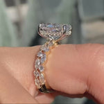 Load and play video in Gallery viewer, Handmade Radiant Moissanite Engagement Ring