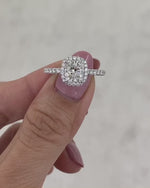Load and play video in Gallery viewer, Cushion Cut Moissanite Halo Engagement Ring VVS Diamond Wedding & Anniversary Ring