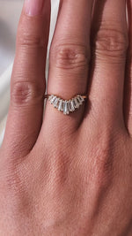 Load and play video in Gallery viewer, 0.40 TCW Buggatte & Tapper Cut Lab Grown Diamond Wedding Band Gift For Her