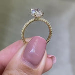 Load and play video in Gallery viewer, Oval Cut Moissanite Engagement Ring Hidden Halo 14K Gold Ring