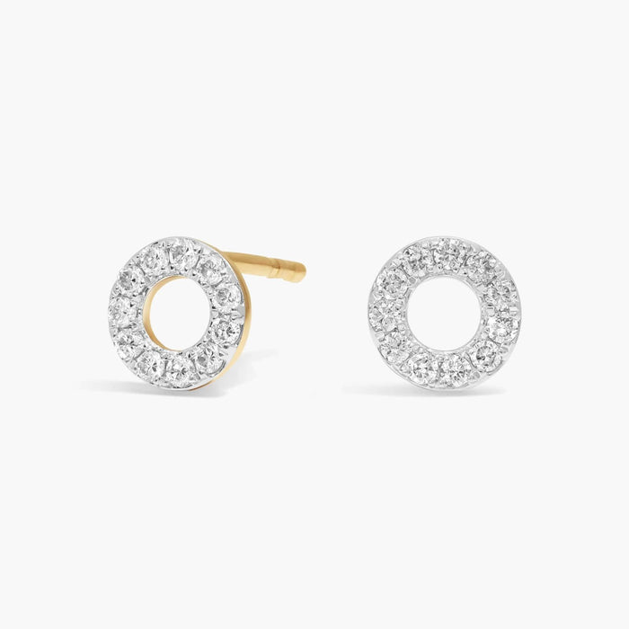 Round Moissanite Open Halo Stud Earrings – Solid Gold Circle Earrings for Women | Diamond Alternative Halo Studs | Birthday Gift | Mapple Gems