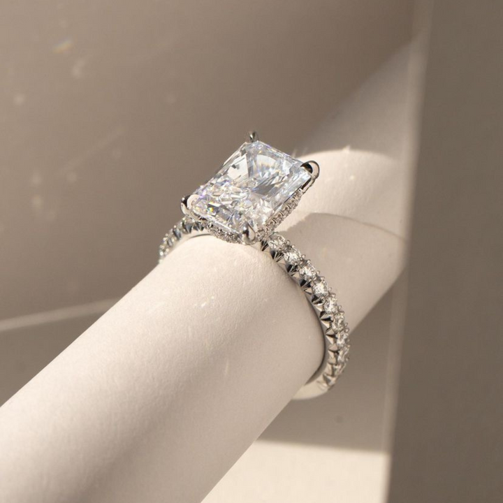 Radiant Cut Moissanite Hidden Halo Ring: A Buyer's Guide