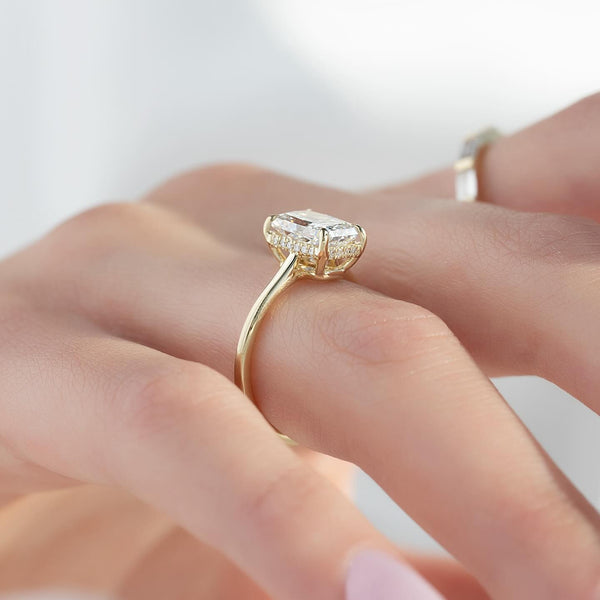 Radiant Moissanite Hidden Halo Ring on a Thin Band: A Buyer's Guide
