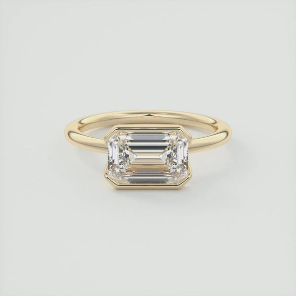 East-West Emerald Cut Moissanite Half Bezel Minimalist Ring: A Buyer's Guide