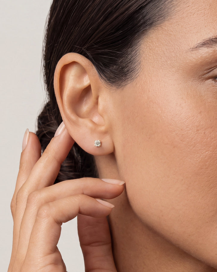 Asscher Cut Stud Earrings: The Hall of Mirrors, and the Size It Needs