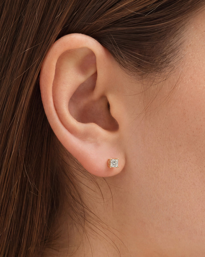 Princess Cut Stud Earrings: Protecting the Corners, and Square or Turned