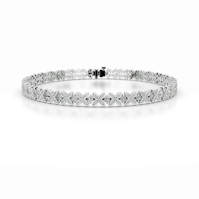 Floral Milgrain Marquise Link Moissanite Bracelet image 1