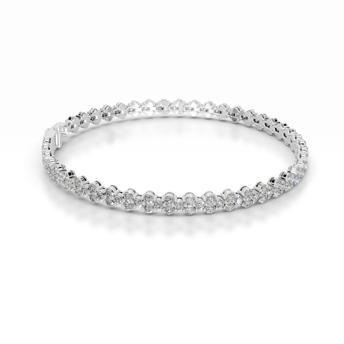 Round Moissanite Flower Cluster Bangle Bracelet image 1