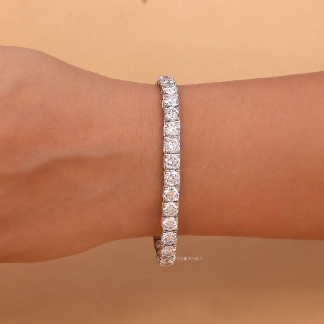 4.5mm Round Four Prong Moissanite Tennis Bracelet image 1