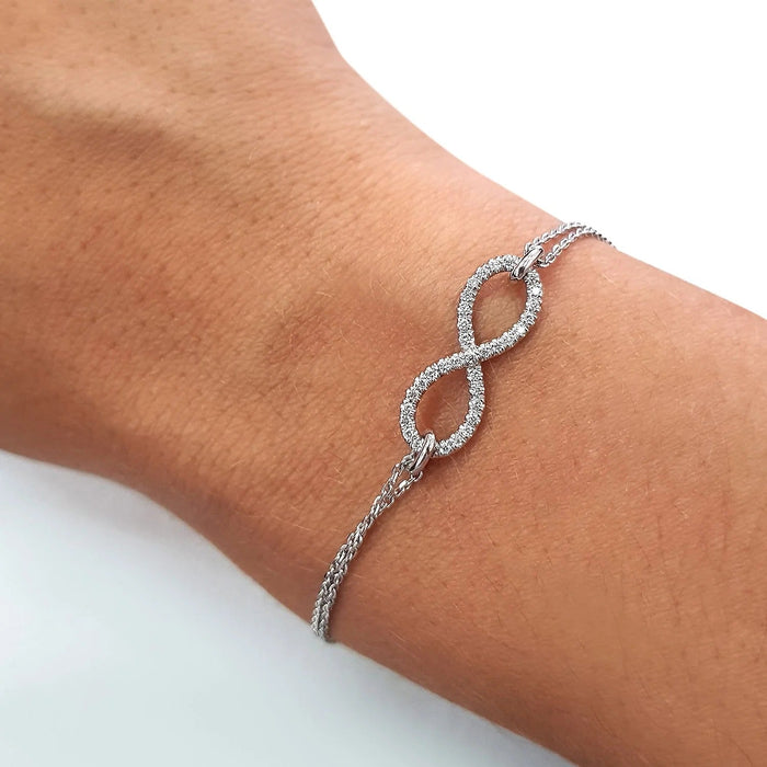 Pave Infinity Double Chain Moissanite Bracelet image 1